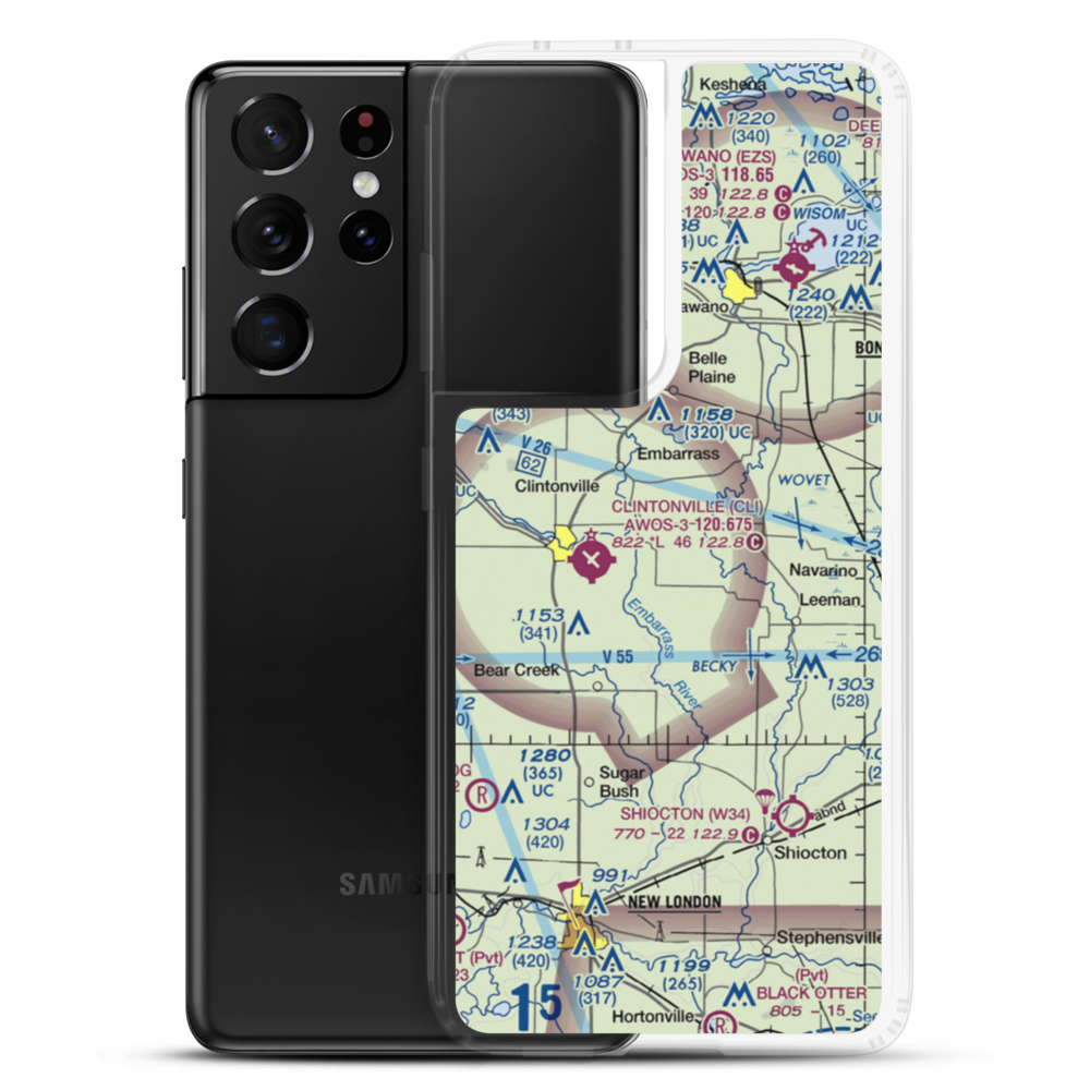Schewe Airport (WI52) VFR Sectional Samsung Case Samsung Galaxy S21 Ultra model shown