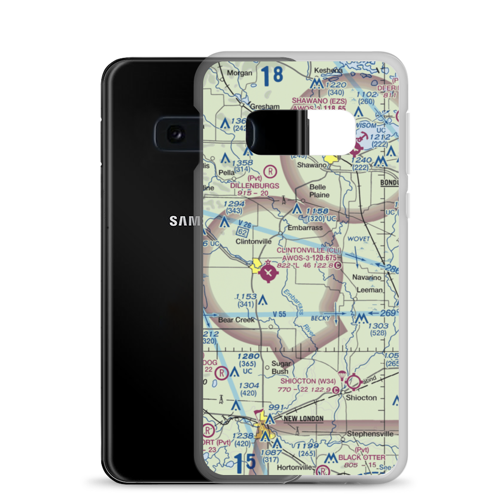 Schewe Airport (WI52) VFR Sectional Samsung Case Samsung Galaxy S10e model shown