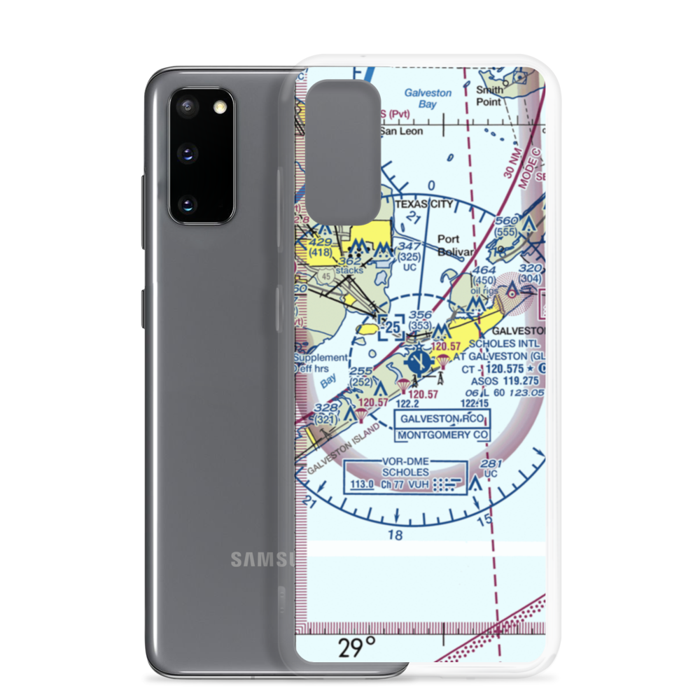 Scholes International At Galveston Airport (GLS) VFR Sectional Samsung Case Samsung Galaxy S20 model shown