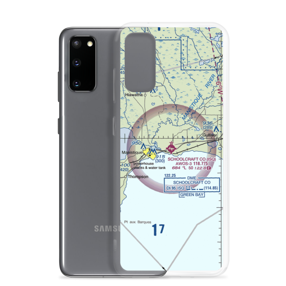 Schoolcraft County Airport (ISQ) VFR Sectional Samsung Case Samsung Galaxy S20 model shown
