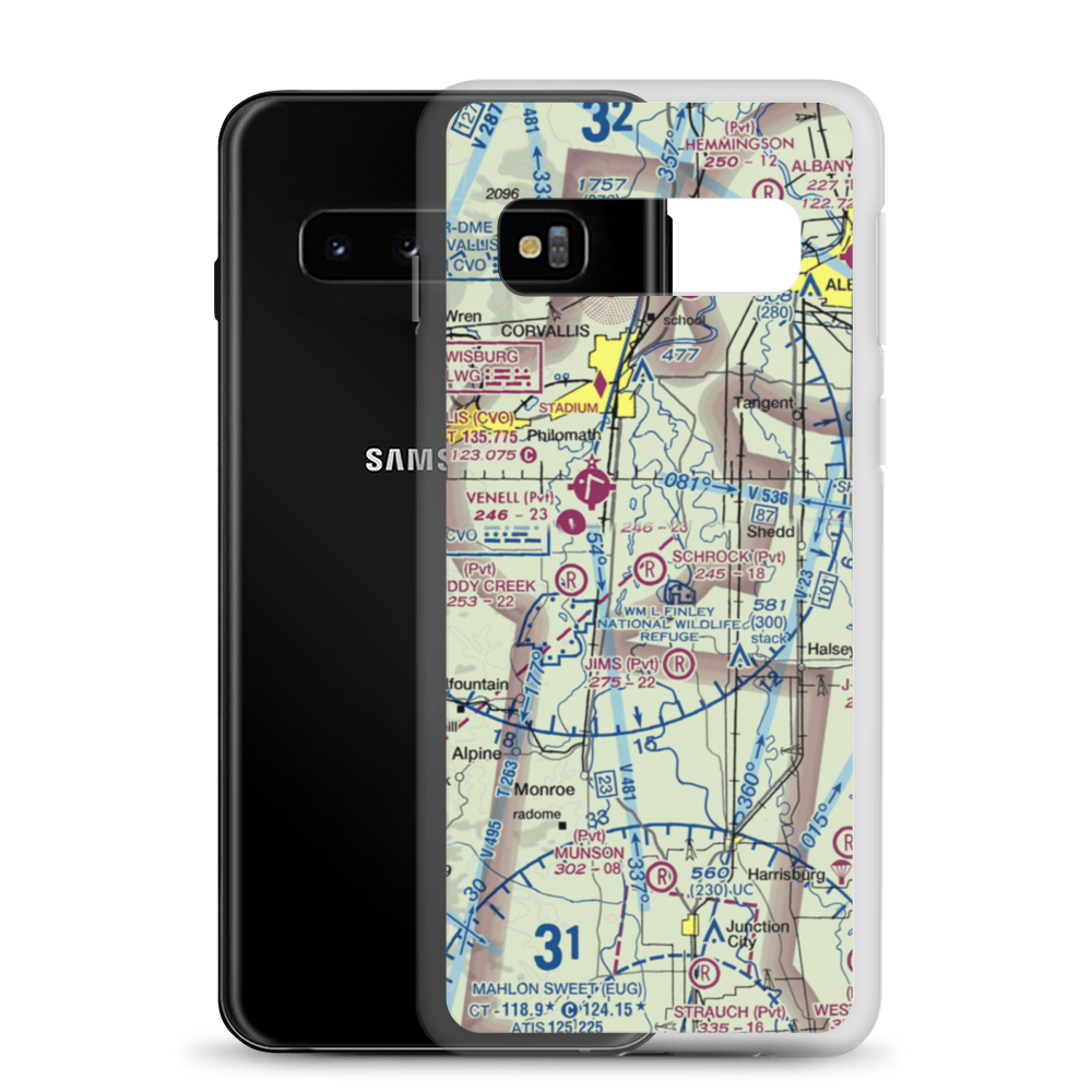Schrock Airport (4OR4) VFR Sectional Samsung Case Samsung Galaxy S10 model shown