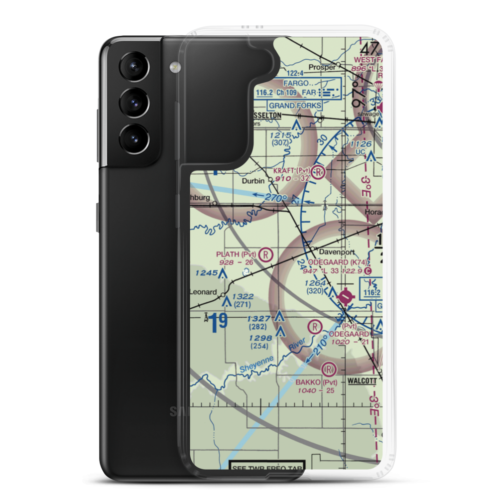Schroeder Airport (ND92) VFR Sectional Samsung Case Samsung Galaxy S21 Plus model shown