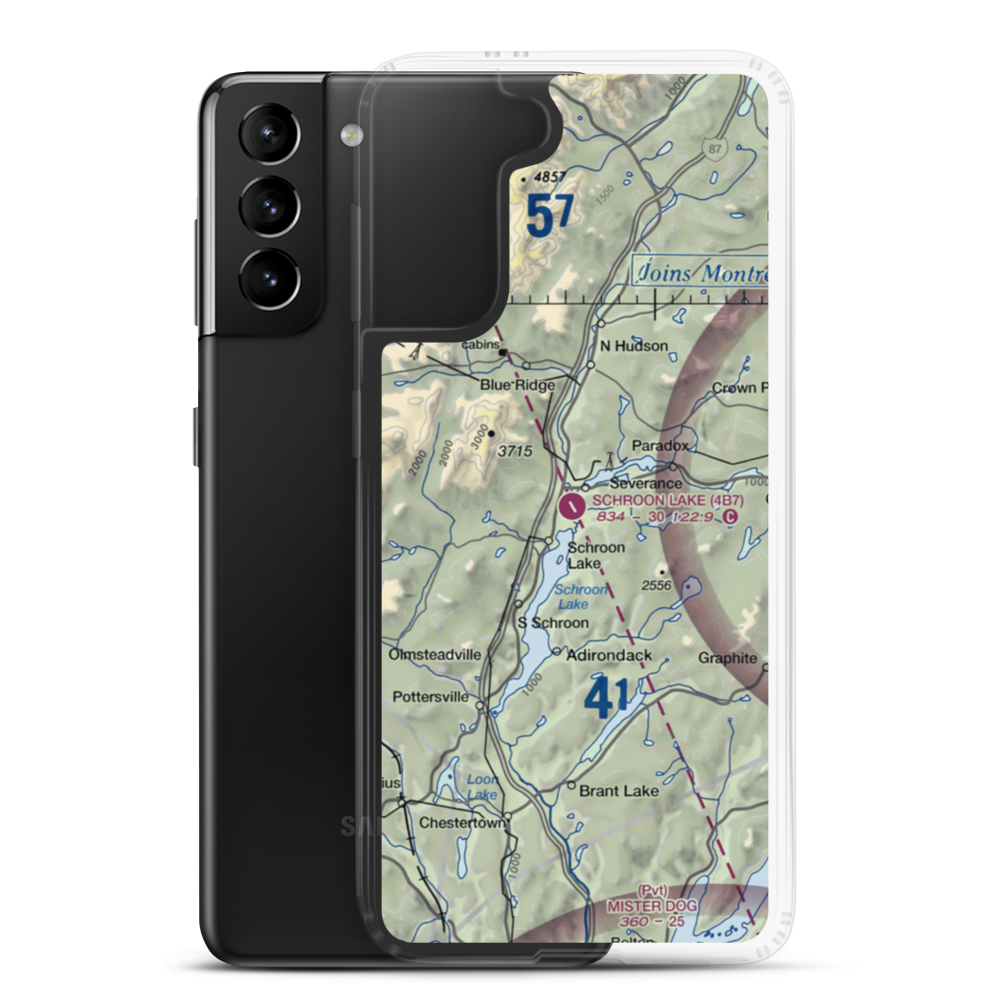 Schroon Lake Airport (4B7) VFR Sectional Samsung Case Samsung Galaxy S21 Plus model shown