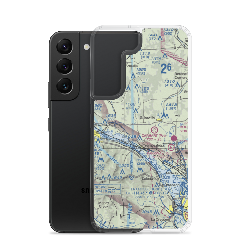 Schubert Airstrip (40WI) VFR Sectional Samsung Case Samsung Galaxy S22 model shown