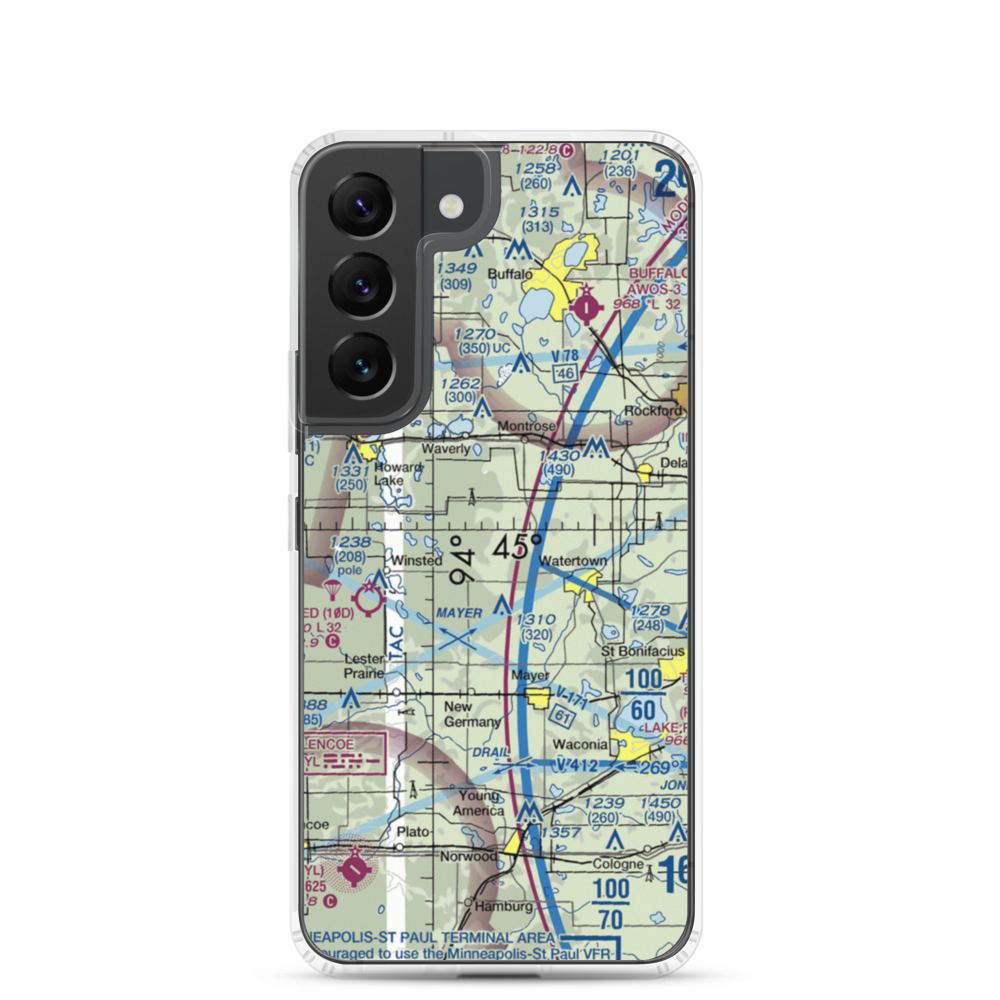 Schumacher Airport (3MN9) VFR Sectional Samsung Case Samsung Galaxy S22 model shown