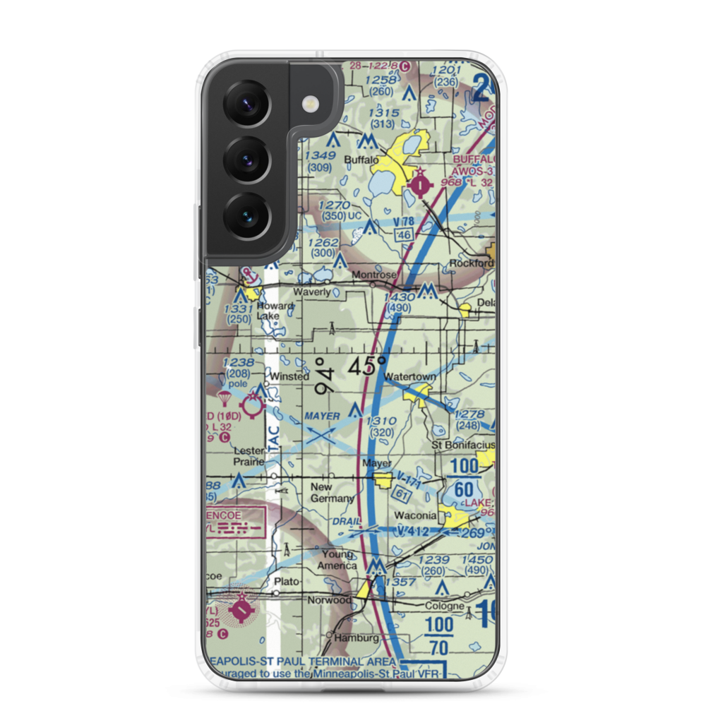 Schumacher Airport (3MN9) VFR Sectional Samsung Case Samsung Galaxy S22 Plus model shown