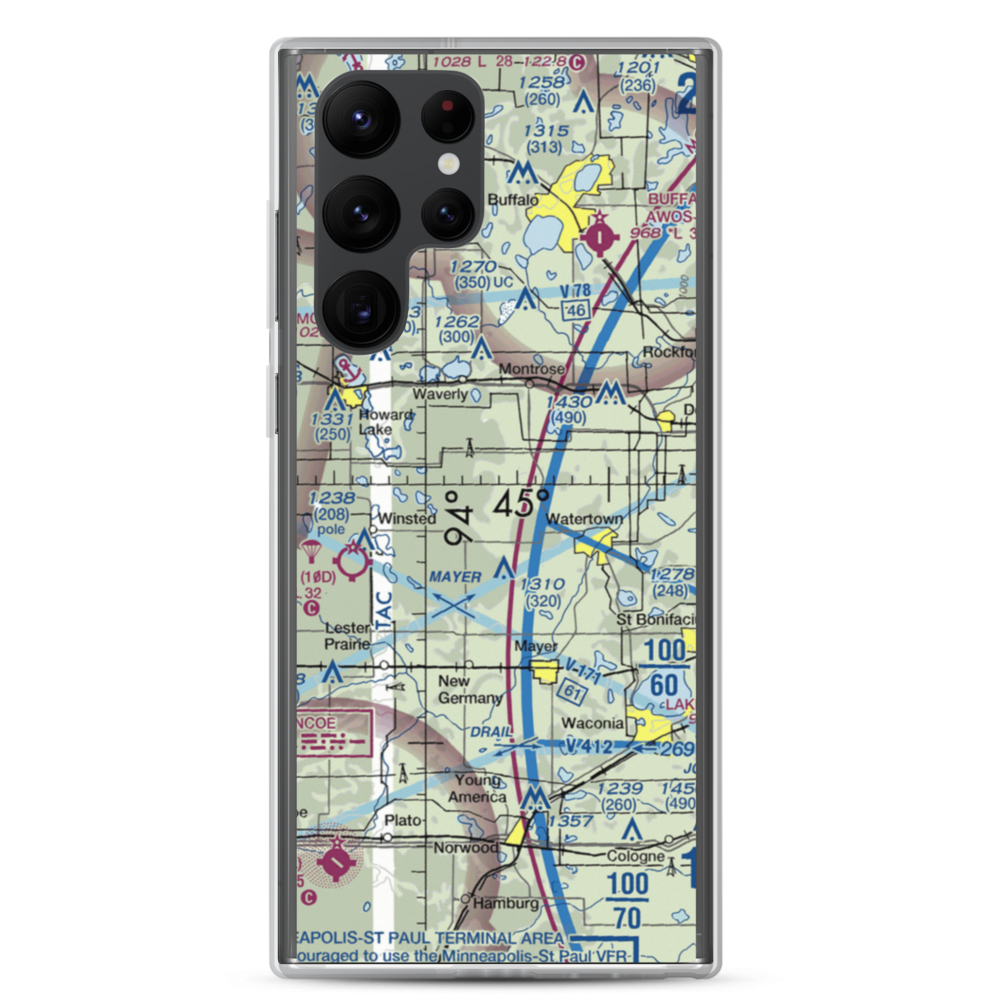 Schumacher Airport (3MN9) VFR Sectional Samsung Case Samsung Galaxy S22 Ultra model shown