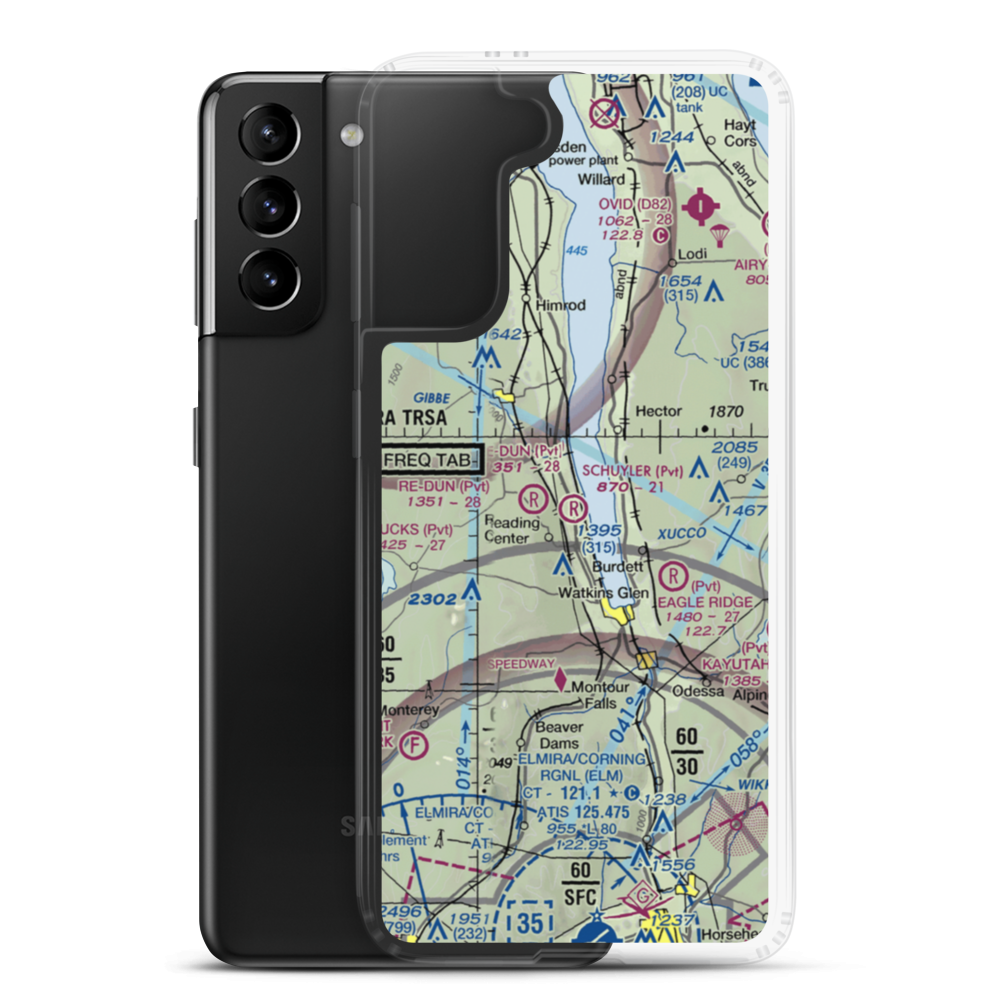 Schuyler Airport (NY29) VFR Sectional Samsung Case Samsung Galaxy S21 Plus model shown