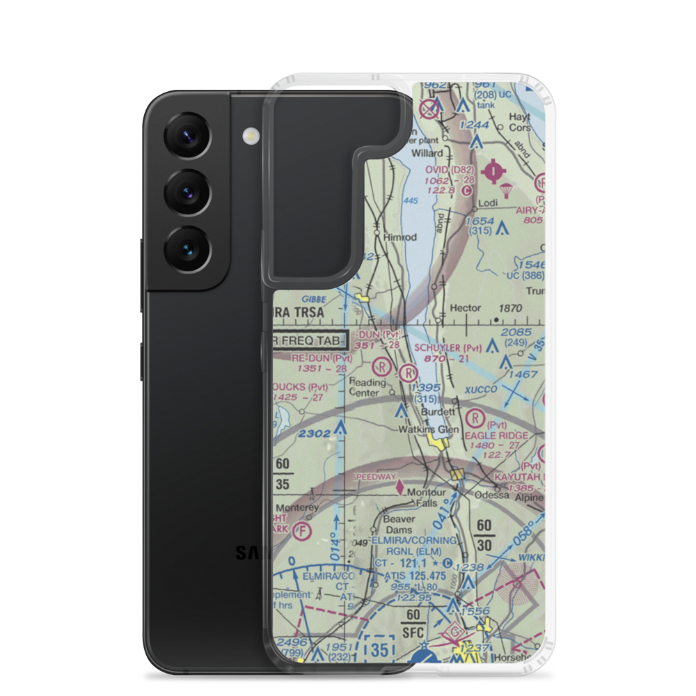 Schuyler Airport (NY29) VFR Sectional Samsung Case Samsung Galaxy S22 model shown