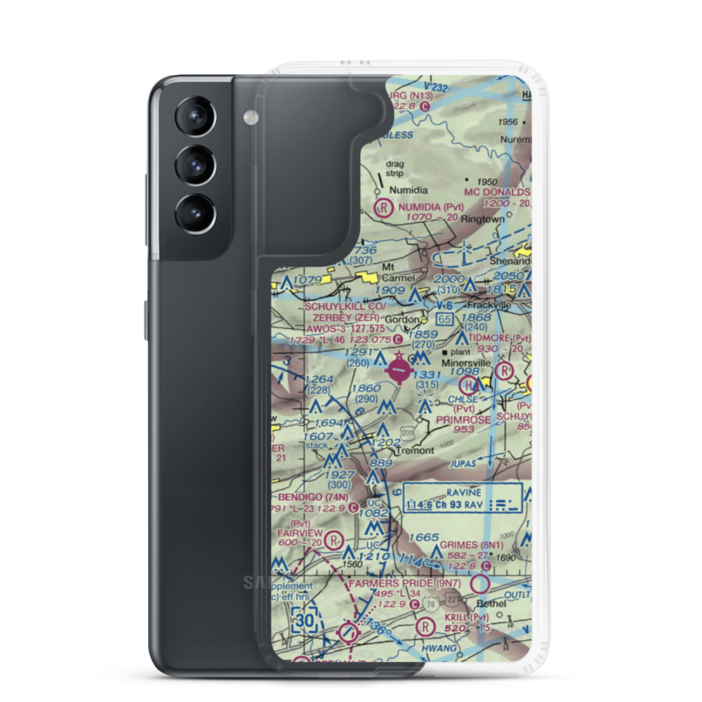 Schuylkill County /Joe Zerbey/ Airport (ZER) VFR Sectional Samsung Case Samsung Galaxy S21 model shown