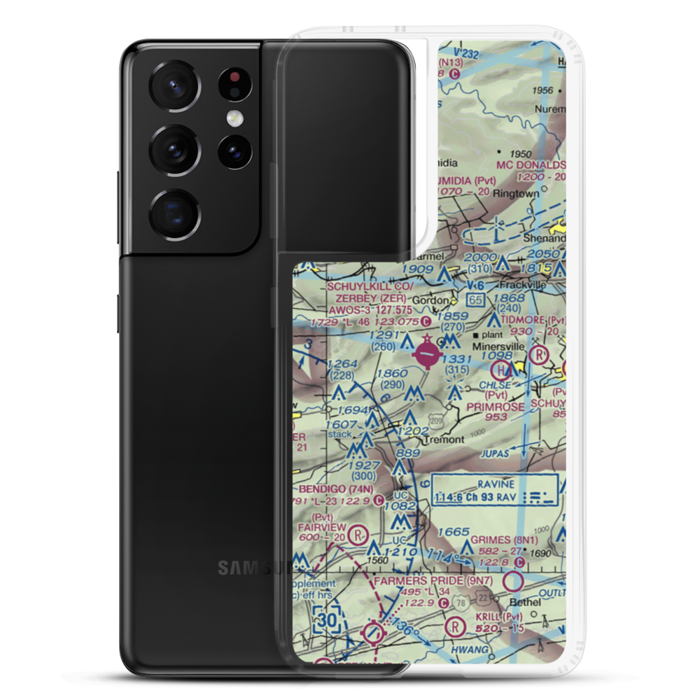 Schuylkill County /Joe Zerbey/ Airport (ZER) VFR Sectional Samsung Case Samsung Galaxy S21 Ultra model shown
