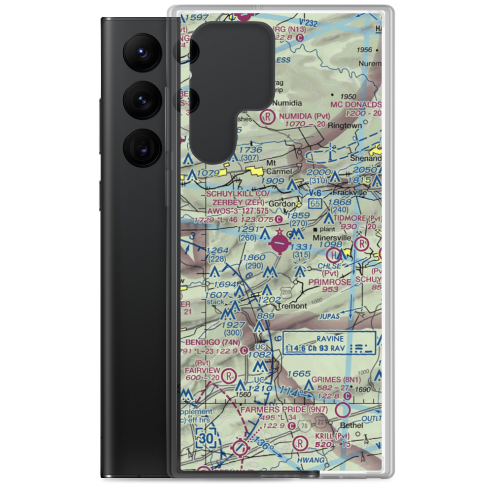 Schuylkill County /Joe Zerbey/ Airport (ZER) VFR Sectional Samsung Case Samsung Galaxy S22 Ultra model shown