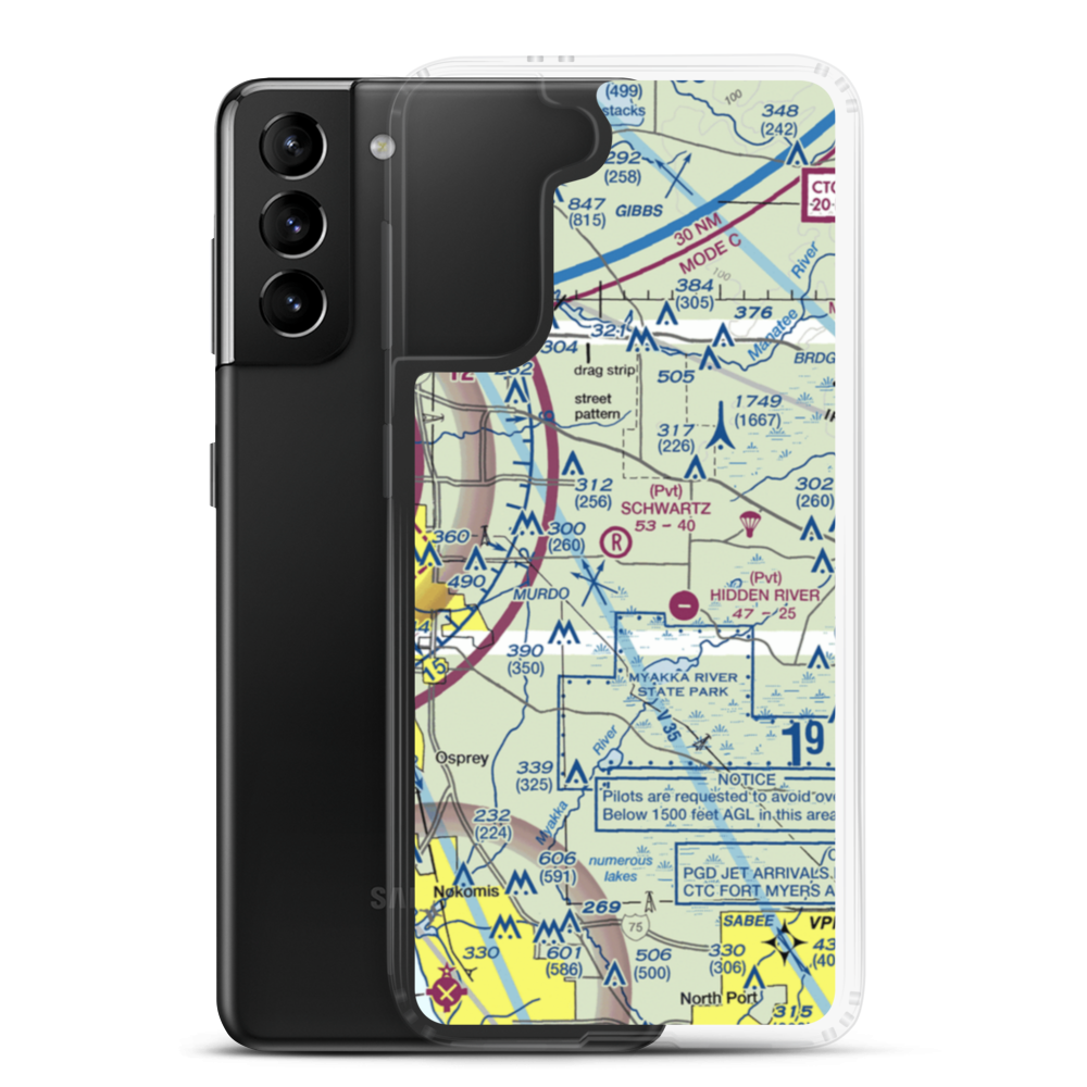 Schwartz Farms Inc Airport (4FL8) VFR Sectional Samsung Case Samsung Galaxy S21 Plus model shown
