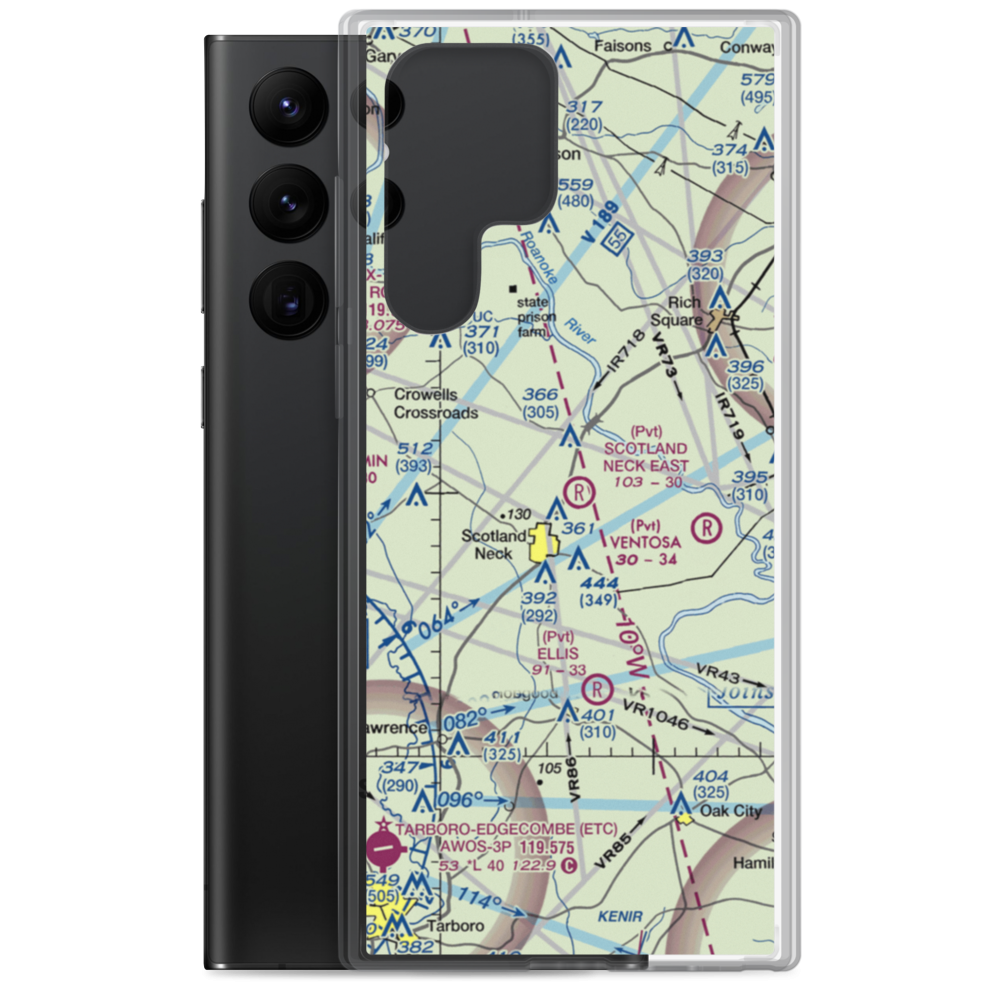 Scotland Neck East Airport (2NC7) VFR Sectional Samsung Case Samsung Galaxy S22 Ultra model shown