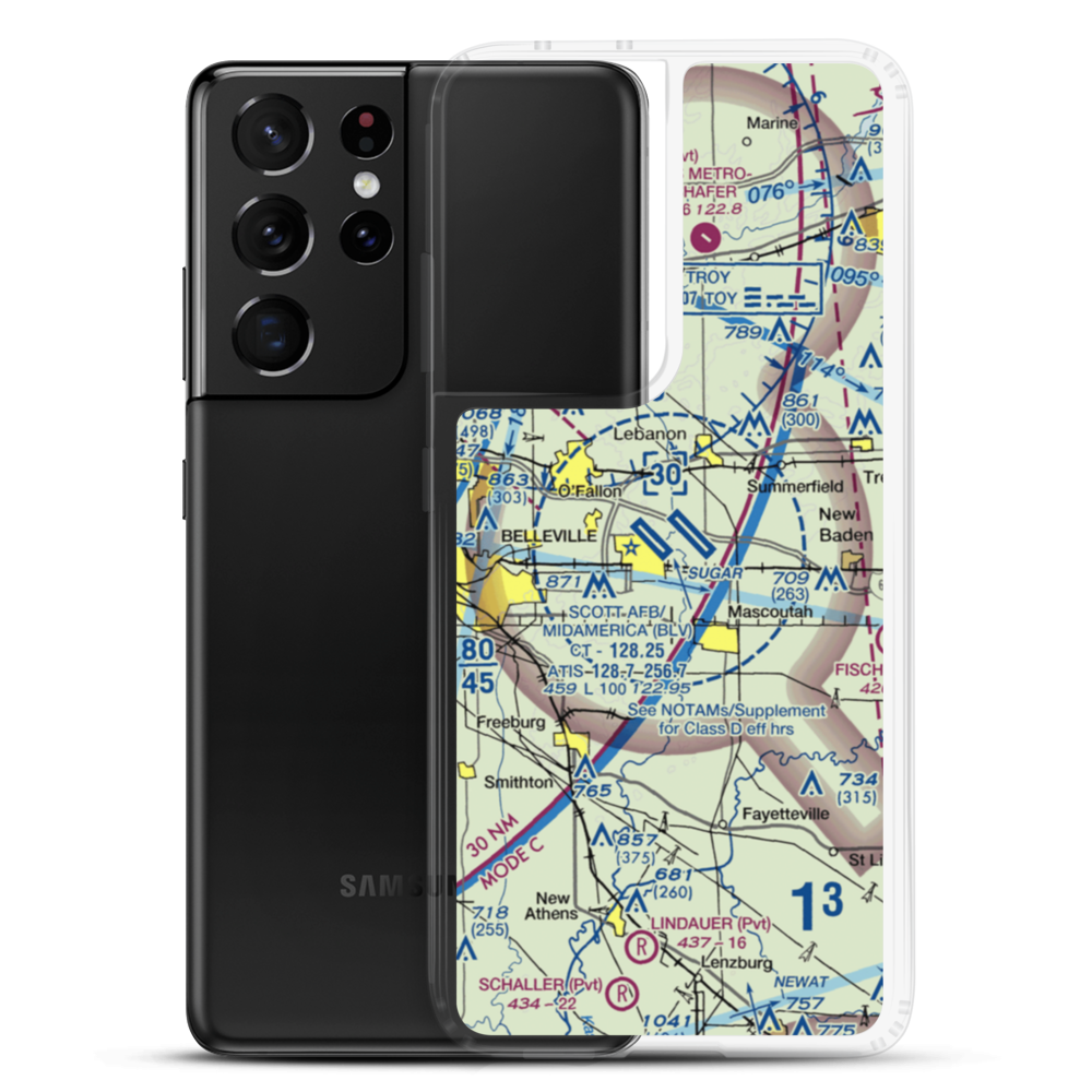 Scott AFB/Midamerica Airport (BLV) VFR Sectional Samsung Case Samsung Galaxy S21 Ultra model shown