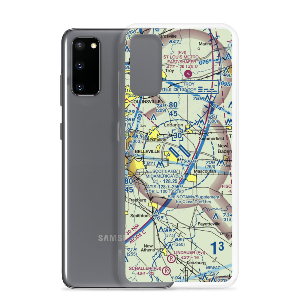 Scott AFB/Midamerica Airport (BLV) VFR Sectional Samsung Case Samsung Galaxy S20 model shown