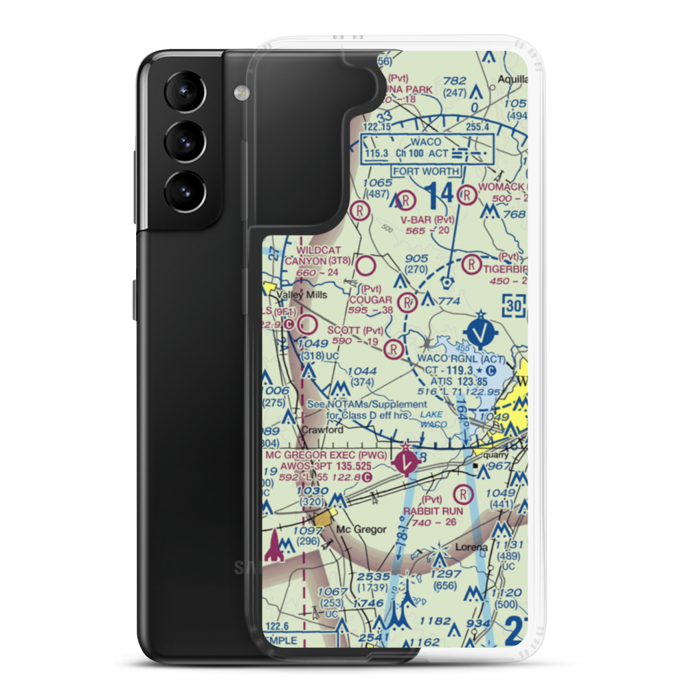 Scott Airport (31TX) VFR Sectional Samsung Case Samsung Galaxy S21 Plus model shown