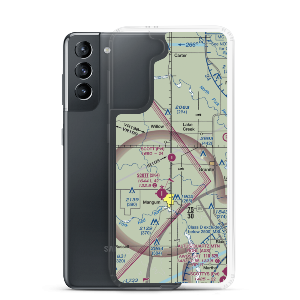 Scott Airport (7OK2) VFR Sectional Samsung Case Samsung Galaxy S21 model shown