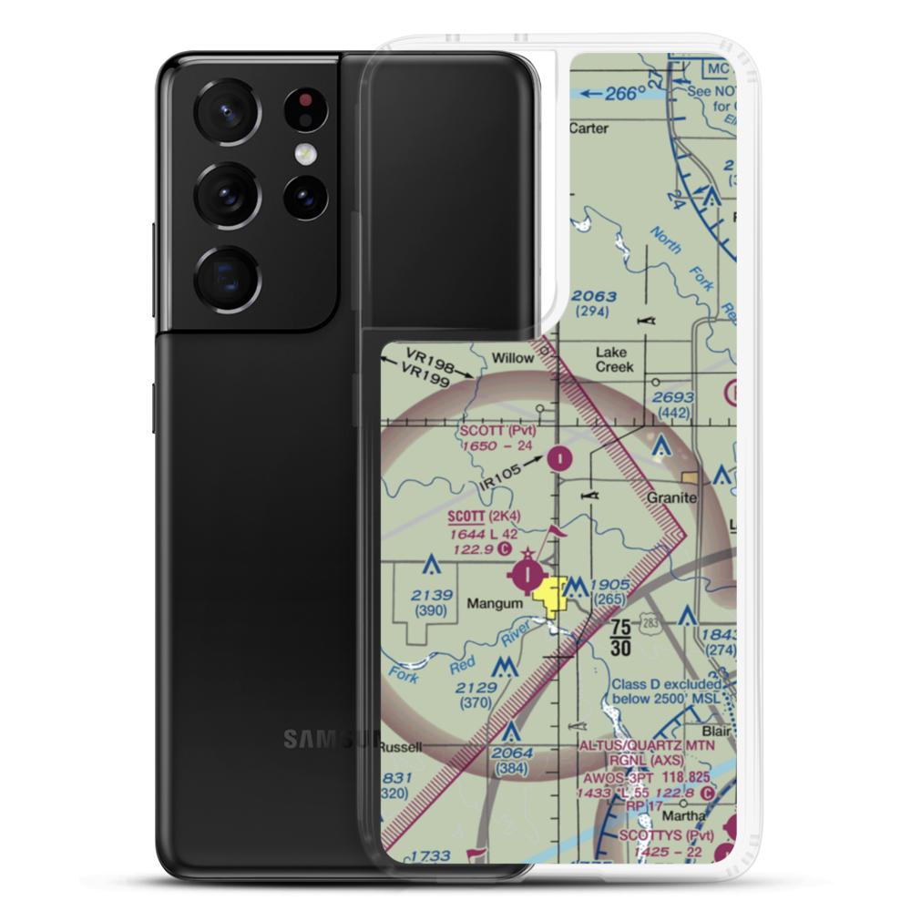 Scott Airport (7OK2) VFR Sectional Samsung Case Samsung Galaxy S21 Ultra model shown