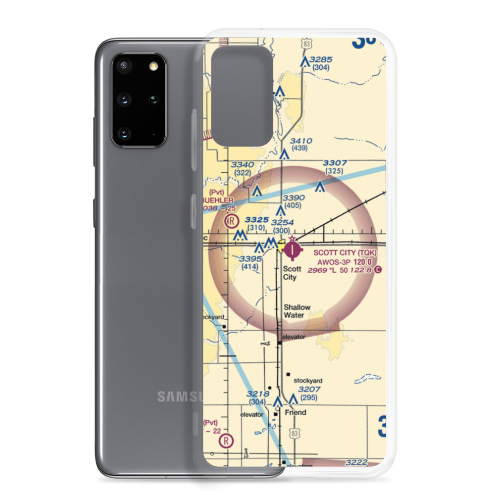 Scott City Municipal Airport (TQK) VFR Sectional Samsung Case Samsung Galaxy S20 Plus model shown
