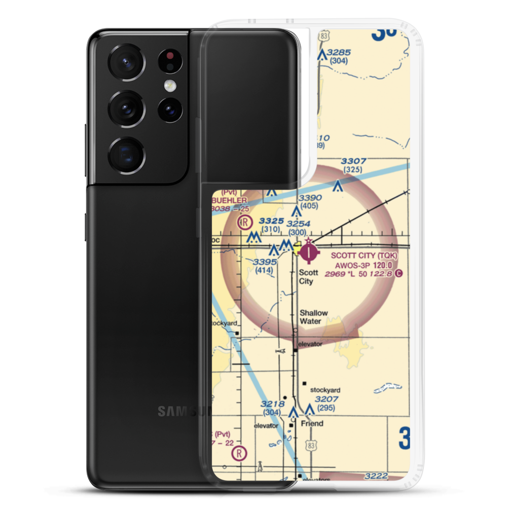 Scott City Municipal Airport (TQK) VFR Sectional Samsung Case Samsung Galaxy S21 Ultra model shown