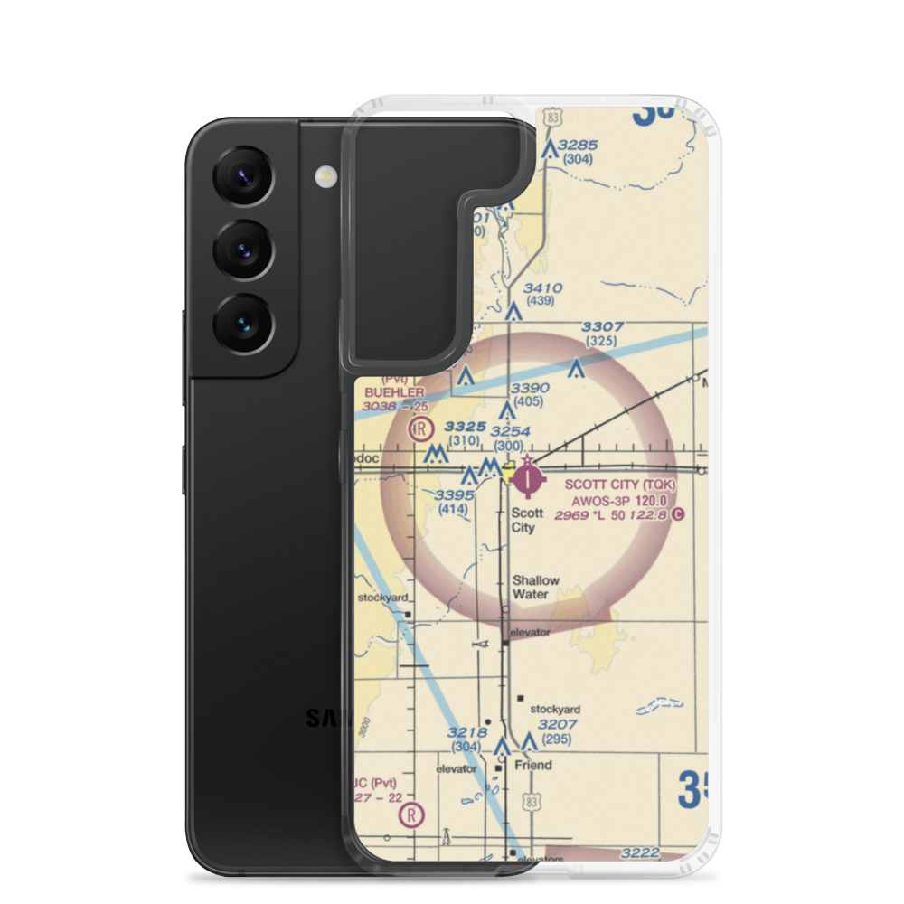 Scott City Municipal Airport (TQK) VFR Sectional Samsung Case Samsung Galaxy S22 model shown