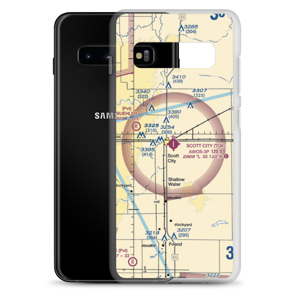Scott City Municipal Airport (TQK) VFR Sectional Samsung Case Samsung Galaxy S10+ model shown
