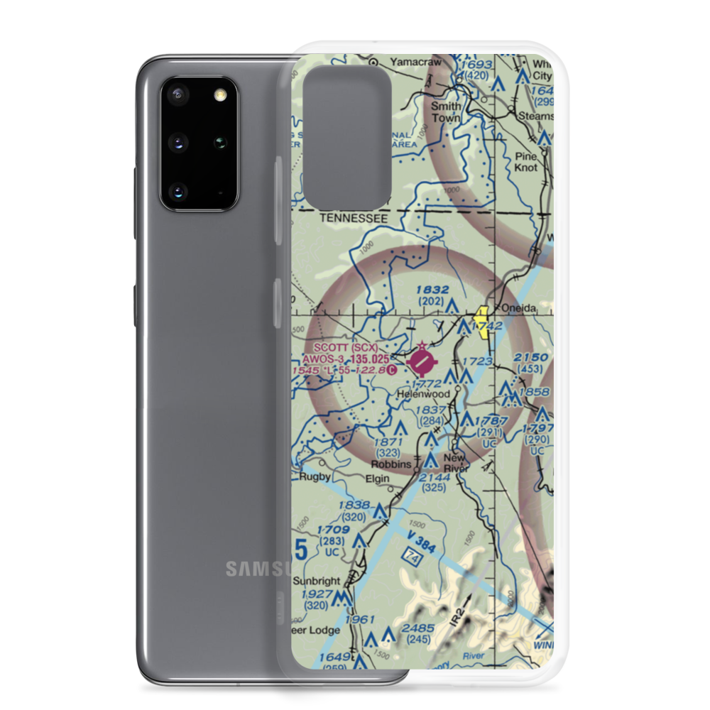 Scott Municipal Airport (SCX) VFR Sectional Samsung Case Samsung Galaxy S20 Plus model shown