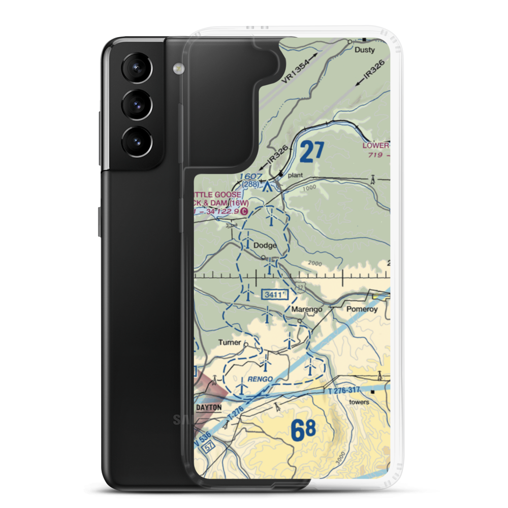 Scott Seed Farm Airport (85WA) VFR Sectional Samsung Case Samsung Galaxy S21 Plus model shown