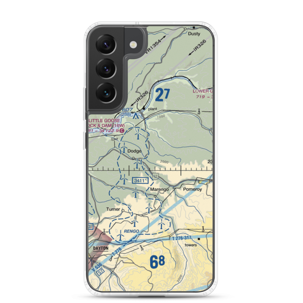 Scott Seed Farm Airport (85WA) VFR Sectional Samsung Case Samsung Galaxy S22 Plus model shown