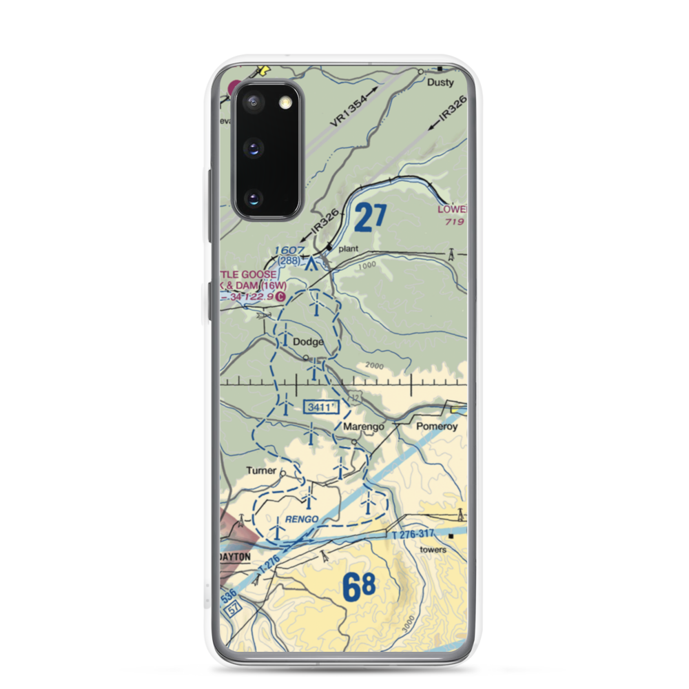 Scott Seed Farm Airport (85WA) VFR Sectional Samsung Case Samsung Galaxy S20 model shown