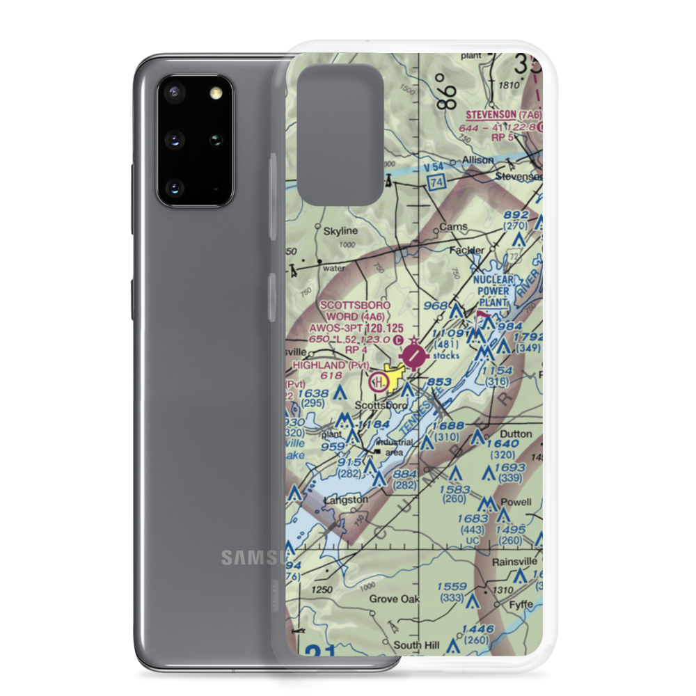 Scottsboro Municipal Word Field (4A6) VFR Sectional Samsung Case Samsung Galaxy S20 Plus model shown