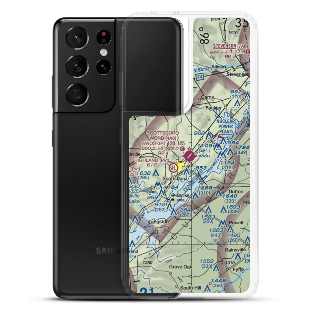 Scottsboro Municipal Word Field (4A6) VFR Sectional Samsung Case Samsung Galaxy S21 Ultra model shown