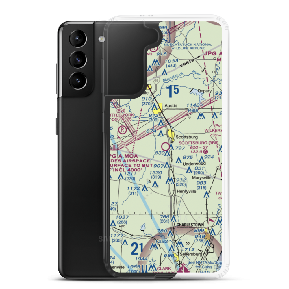 Scottsburg Airport (3R8) VFR Sectional Samsung Case Samsung Galaxy S21 Plus model shown