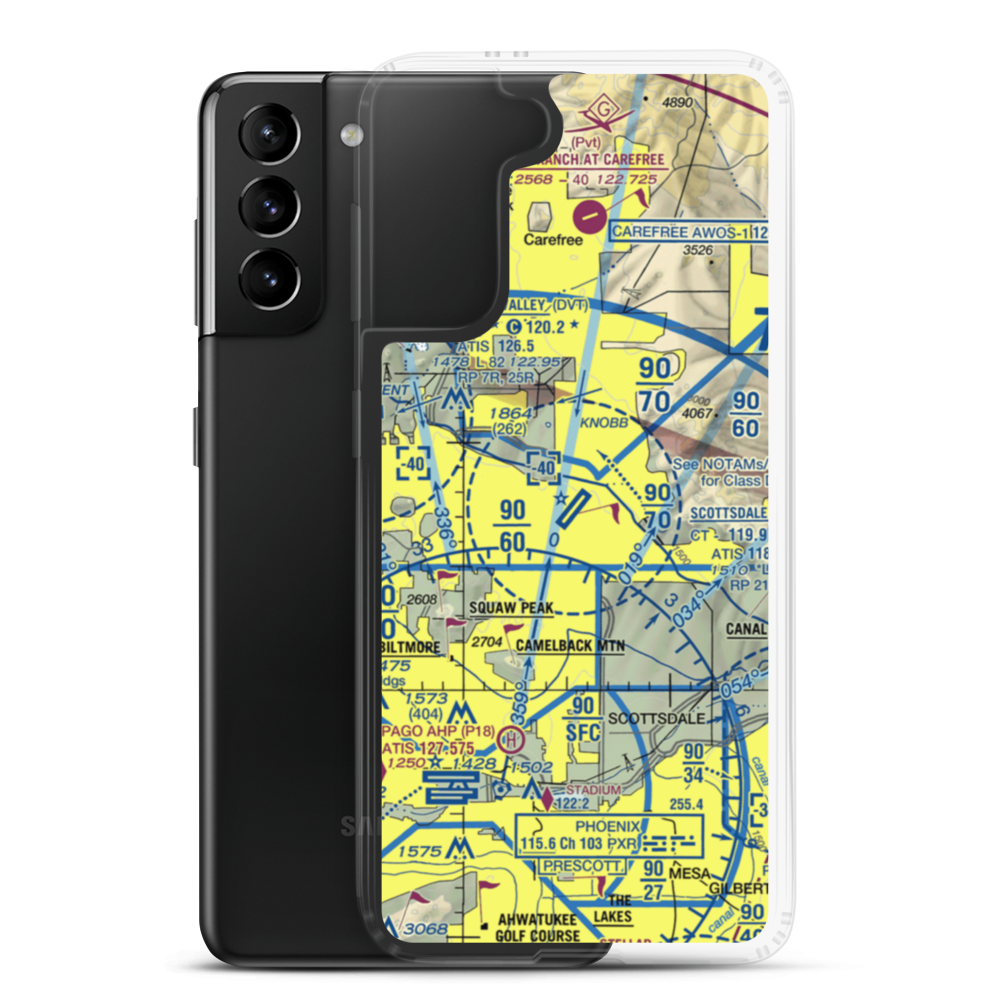 Scottsdale Airport (SDL) VFR Sectional Samsung Case Samsung Galaxy S21 Plus model shown