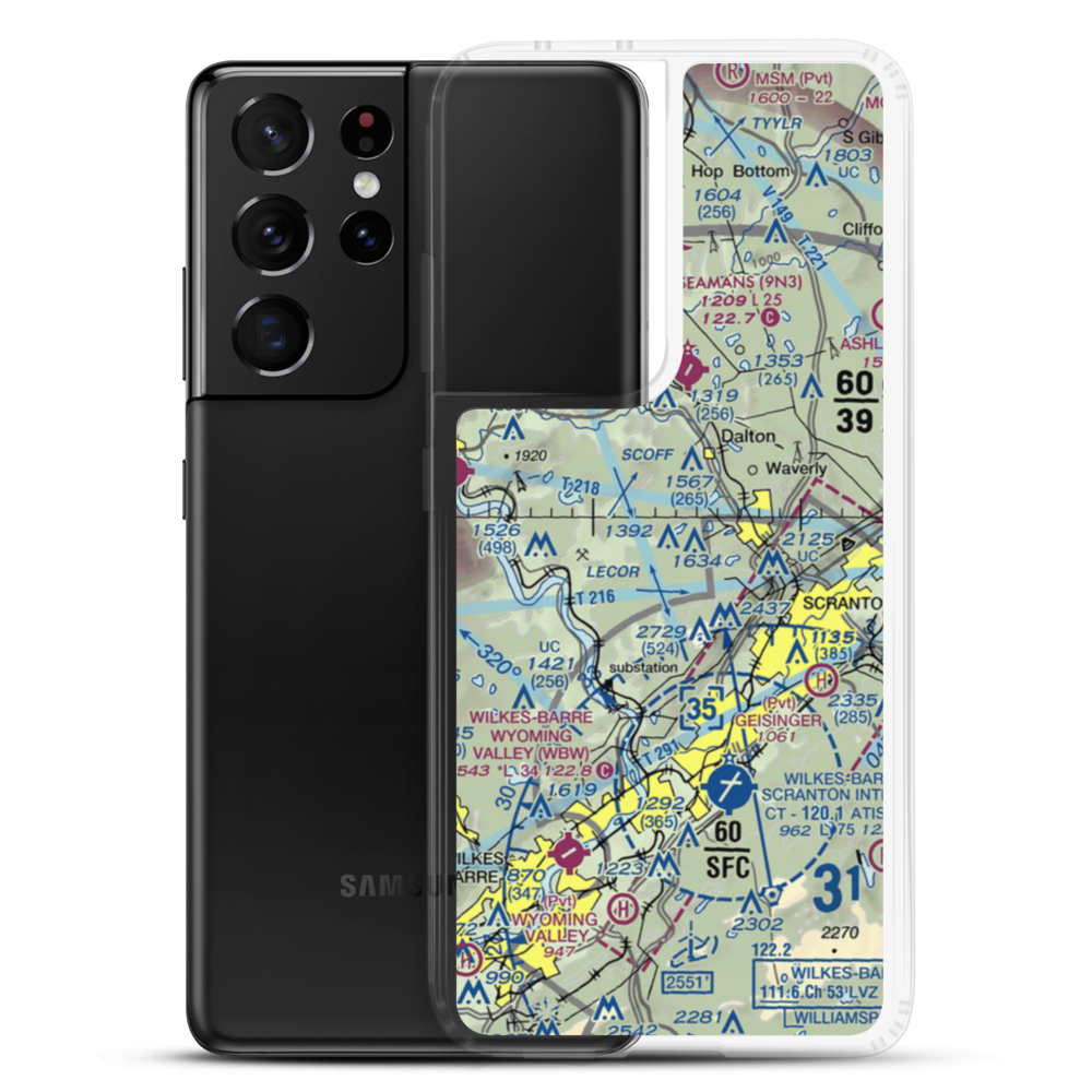 Scranton Municipal Airport. (SCR) VFR Sectional Samsung Case Samsung Galaxy S21 Ultra model shown