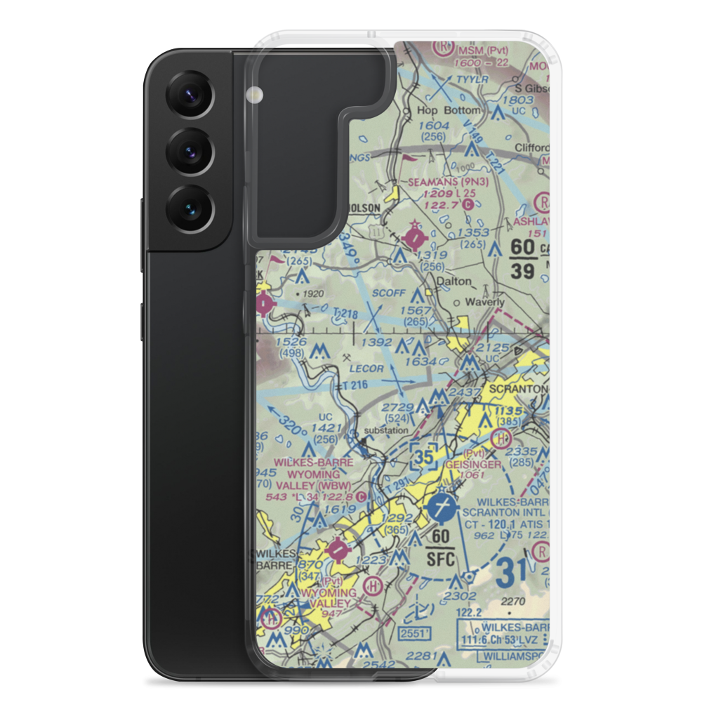 Scranton Municipal Airport. (SCR) VFR Sectional Samsung Case Samsung Galaxy S22 Plus model shown