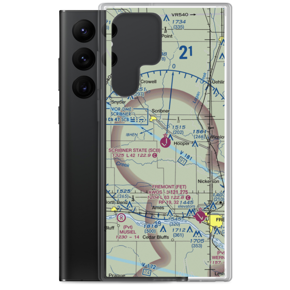 Scribner State Airport (SCB) VFR Sectional Samsung Case Samsung Galaxy S22 Ultra model shown