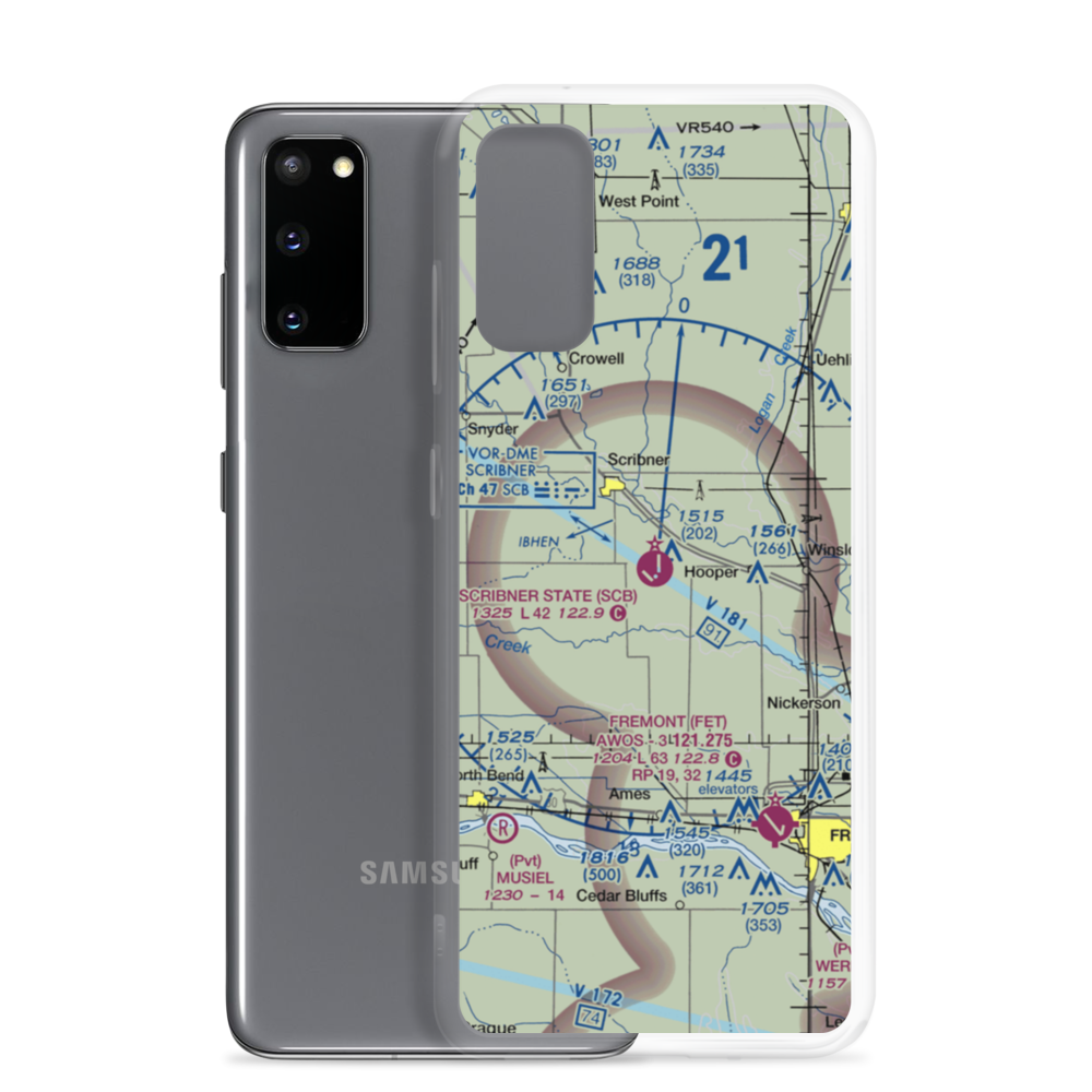 Scribner State Airport (SCB) VFR Sectional Samsung Case Samsung Galaxy S20 model shown