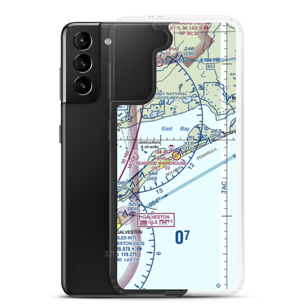 Seafood Warehouse Park Airport (XS77) VFR Sectional Samsung Case Samsung Galaxy S21 Plus model shown