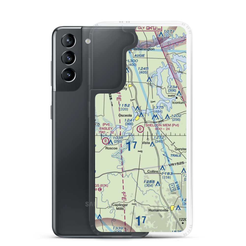 Sean D Sheldon Memorial Airfield (23MU) VFR Sectional Samsung Case Samsung Galaxy S21 model shown