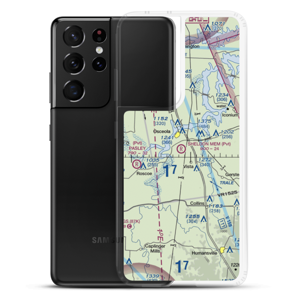 Sean D Sheldon Memorial Airfield (23MU) VFR Sectional Samsung Case Samsung Galaxy S21 Ultra model shown