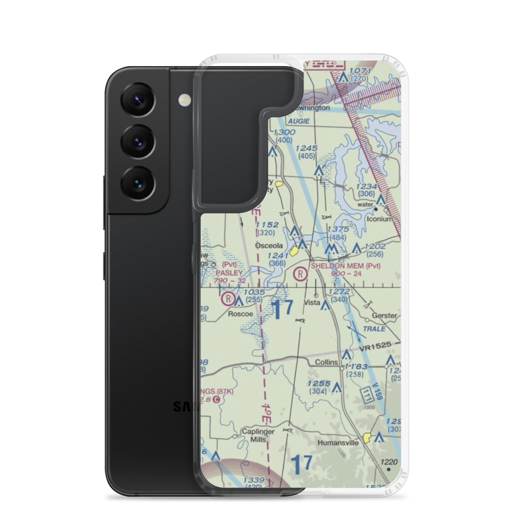 Sean D Sheldon Memorial Airfield (23MU) VFR Sectional Samsung Case Samsung Galaxy S22 model shown