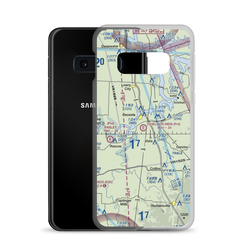 Sean D Sheldon Memorial Airfield (23MU) VFR Sectional Samsung Case Samsung Galaxy S10e model shown