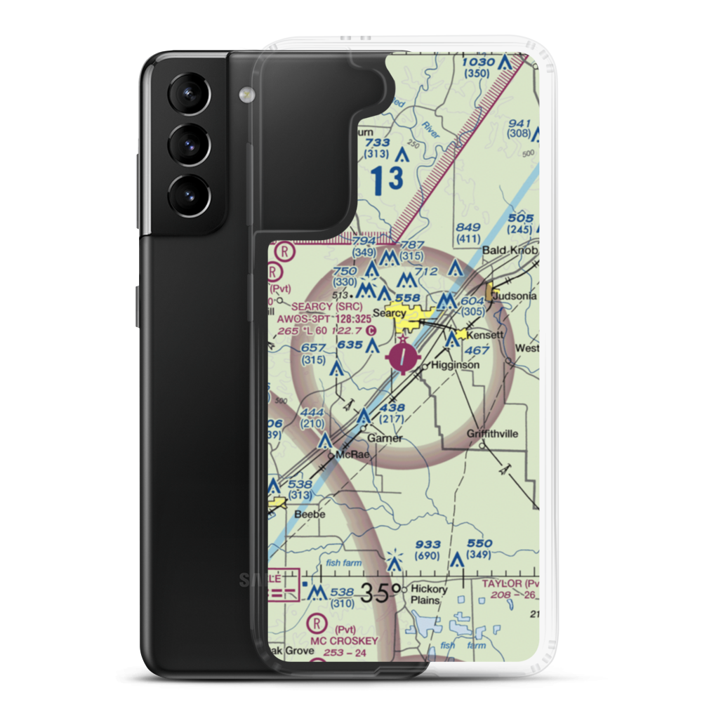 Searcy Municipal Airport (SRC) VFR Sectional Samsung Case Samsung Galaxy S21 Plus model shown