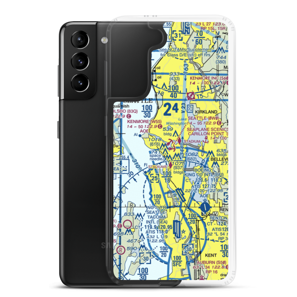 Seattle Seaplanes Seaplane Base (0W0) VFR Sectional Samsung Case Samsung Galaxy S21 Plus model shown