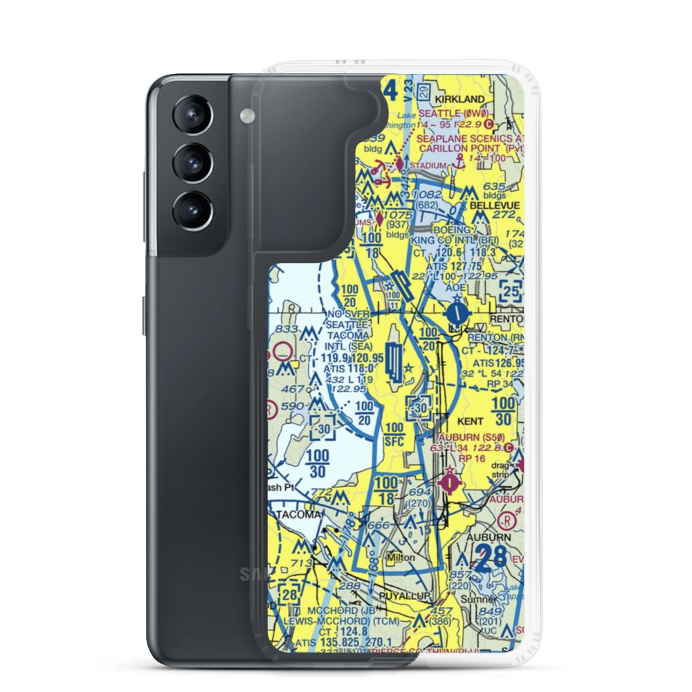 Seattle Tacoma International Airport (SEA) VFR Sectional Samsung Case Samsung Galaxy S21 model shown