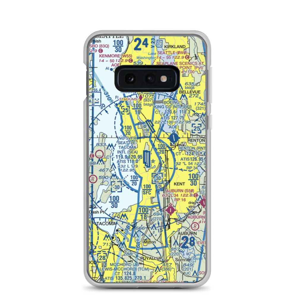 Seattle Tacoma International Airport (SEA) VFR Sectional Samsung Case Samsung Galaxy S10e model shown