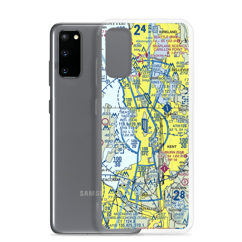 Seattle Tacoma International Airport (SEA) VFR Sectional Samsung Case Samsung Galaxy S20 model shown