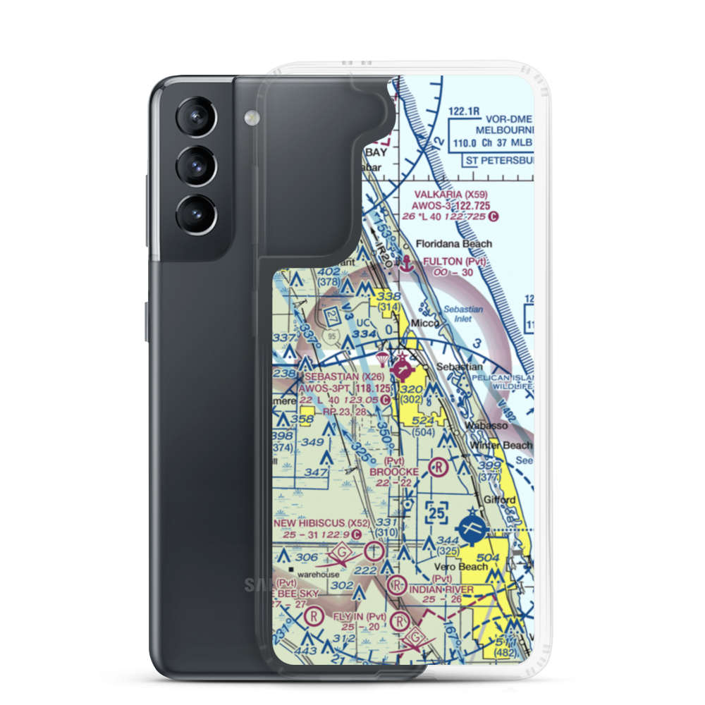 Sebastian Municipal Airport (X26) VFR Sectional Samsung Case Samsung Galaxy S21 model shown